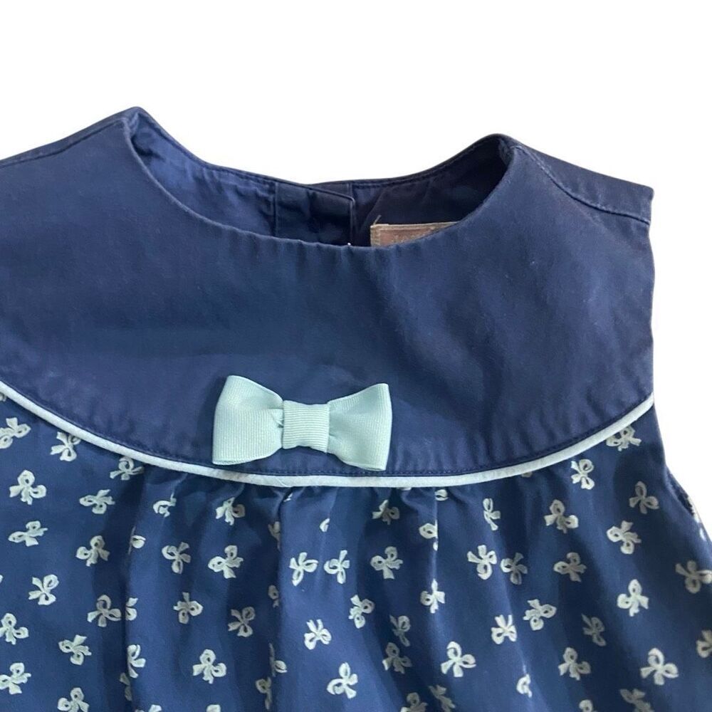 Janie and Jack navy blue dress little bows 100% cotton tapestry jacket 12 - 18 m - Picture 6 of 7